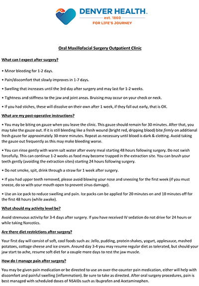 Post-Op Care Instructions (English)