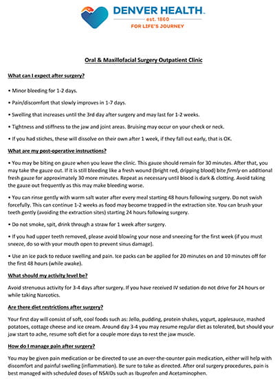 Post-Op Care Instructions (English)