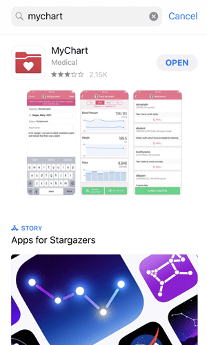 MyChart App Search in App Store