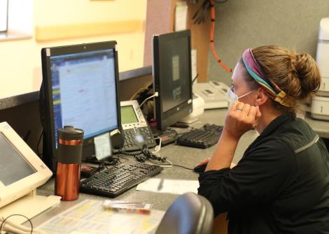 Denver Health staff member on computer