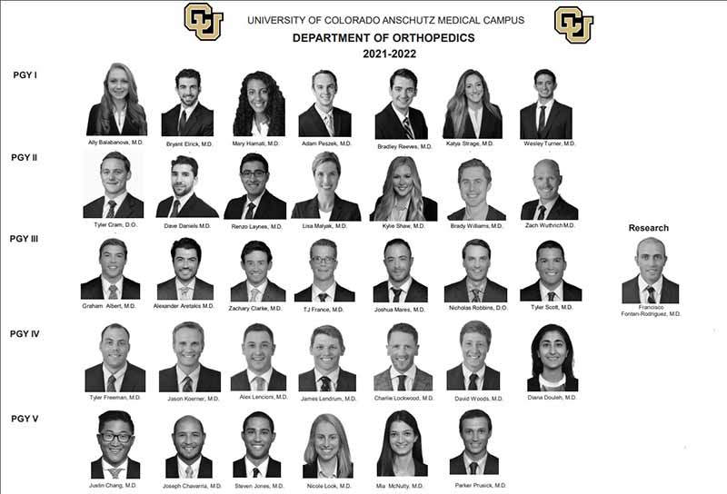 CU Anschutz 2021-2022 orthopedics team