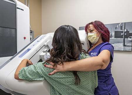 Breast Imaging and Mammography Team with patient
