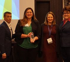 Denver Health Chief Medical Officer Connie Price accepts the Ending the Wait Award from Donor Alliance and the Colorado Hospital Association