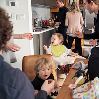 family in a small home during COVID-19 pandemic