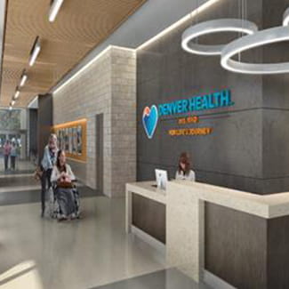 rendering of the interior of the Denver Health Outpatient Medical Center