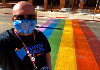 Denver Health rainbow crosswalk Tim Black RN Pride month