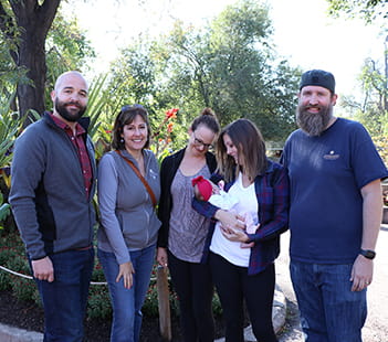 Denver Health paramedic James Boyer, RMHC Dr. Sue Kirlik, Dr. Carolynn Francavilla Brown, Hadley Riggs, Sarah and Erik Riggs