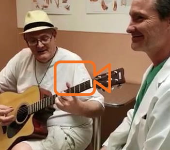 Ray Sheffield Guitarist and Denver Health Arthritis Patient With Rodrigo Banegas