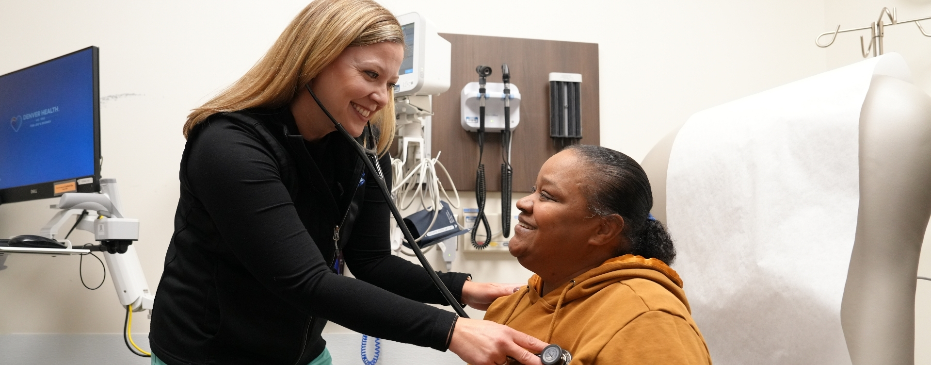 Denver Health urgent care provider with stethoscope