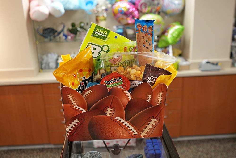 A snack box is shown in the Denver Health gift shop.
