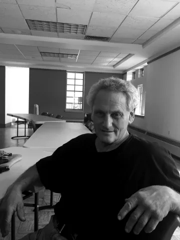 A black and white portrait of Randle