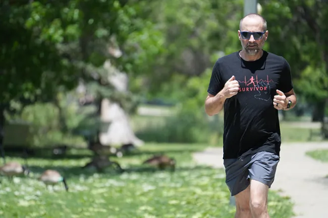 Jon Frohlich jogs outside