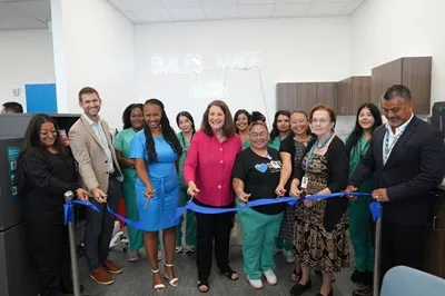 A ribbon-cutting ceremony