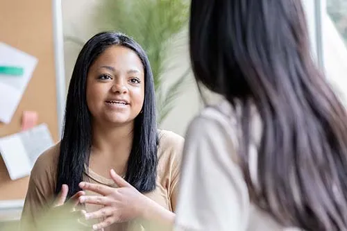 A teenage student in a behavioral health session.